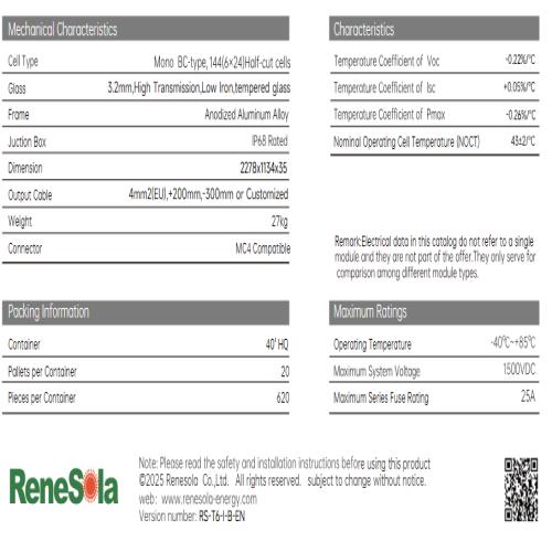 RENE 620W  Solar Panel  Mono Crystalline